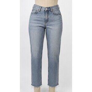 Rag & Bone Womens 30 Daphne High Rise Cropped Straight Jeans Raw Hem Blue